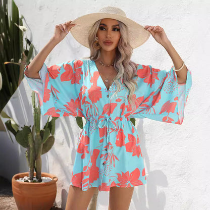 Robe d'été à imprimé feuilles par Amélie Morin