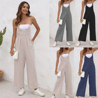 Chic Linen Blend Elizabeth Ainsley Casual Jumpsuit