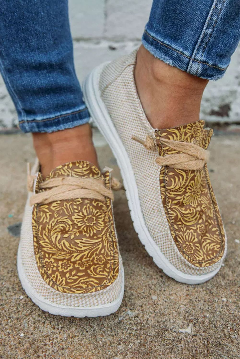 Mocassins de tous les jours pour femmes Amélie Morin en toile à motif floral