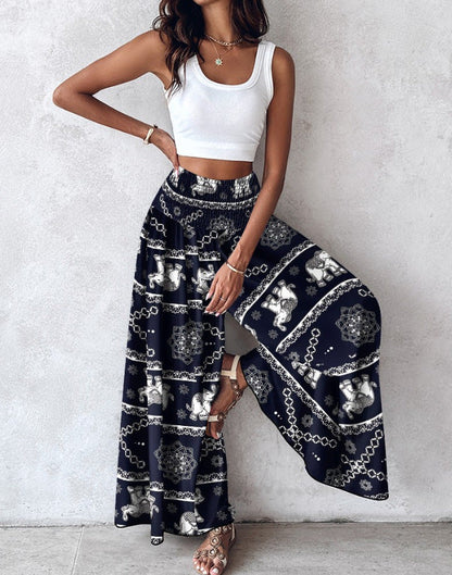 Pantalon large à imprimé floral rétro par Amélie Morin