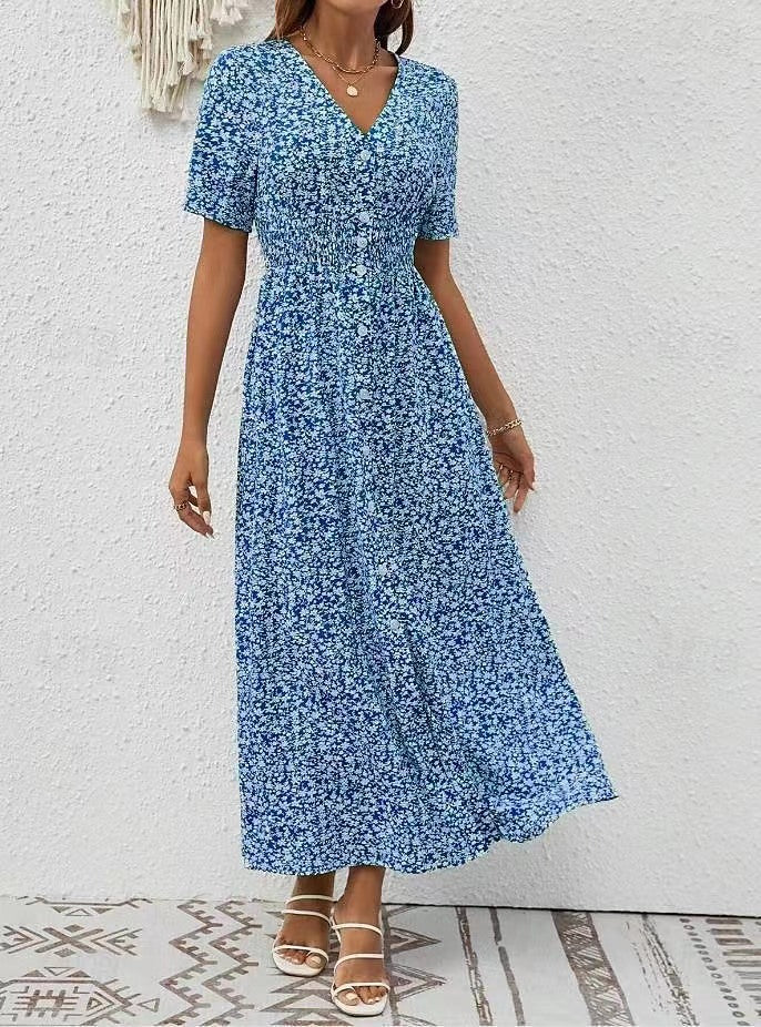 Robe fendue élégante à col en V signée Amélie Morin