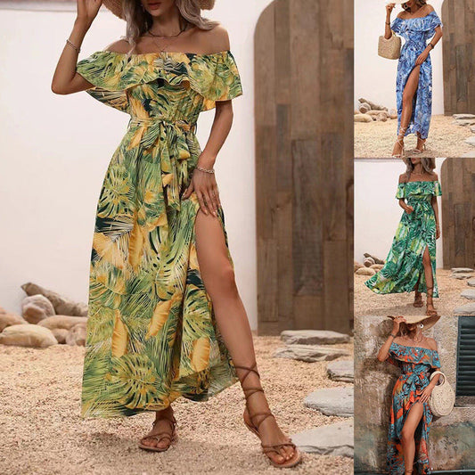 Elegant Elizabeth Ainsley Ruffled Floral Maxi Dress