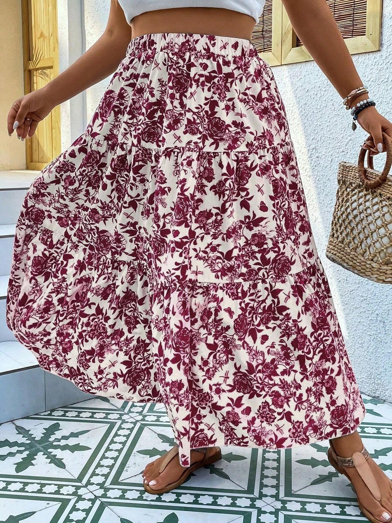 Jupe maxi grande taille à imprimé floral Amelie Morin
