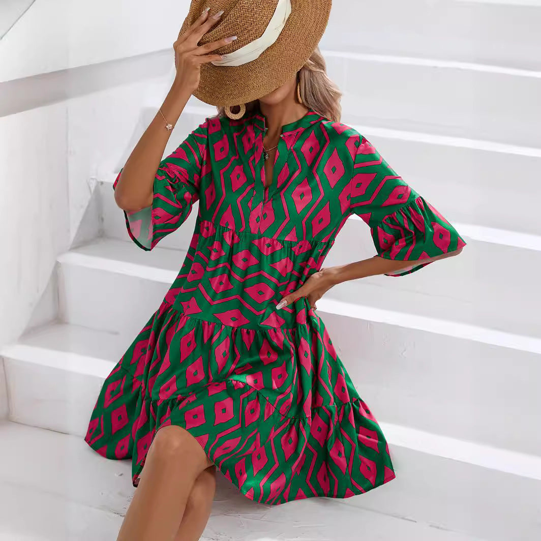 Robe d'été bohème à col en V signée Amélie Morin