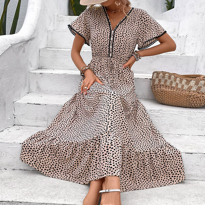 Robe léopard à col V Amélie Morin