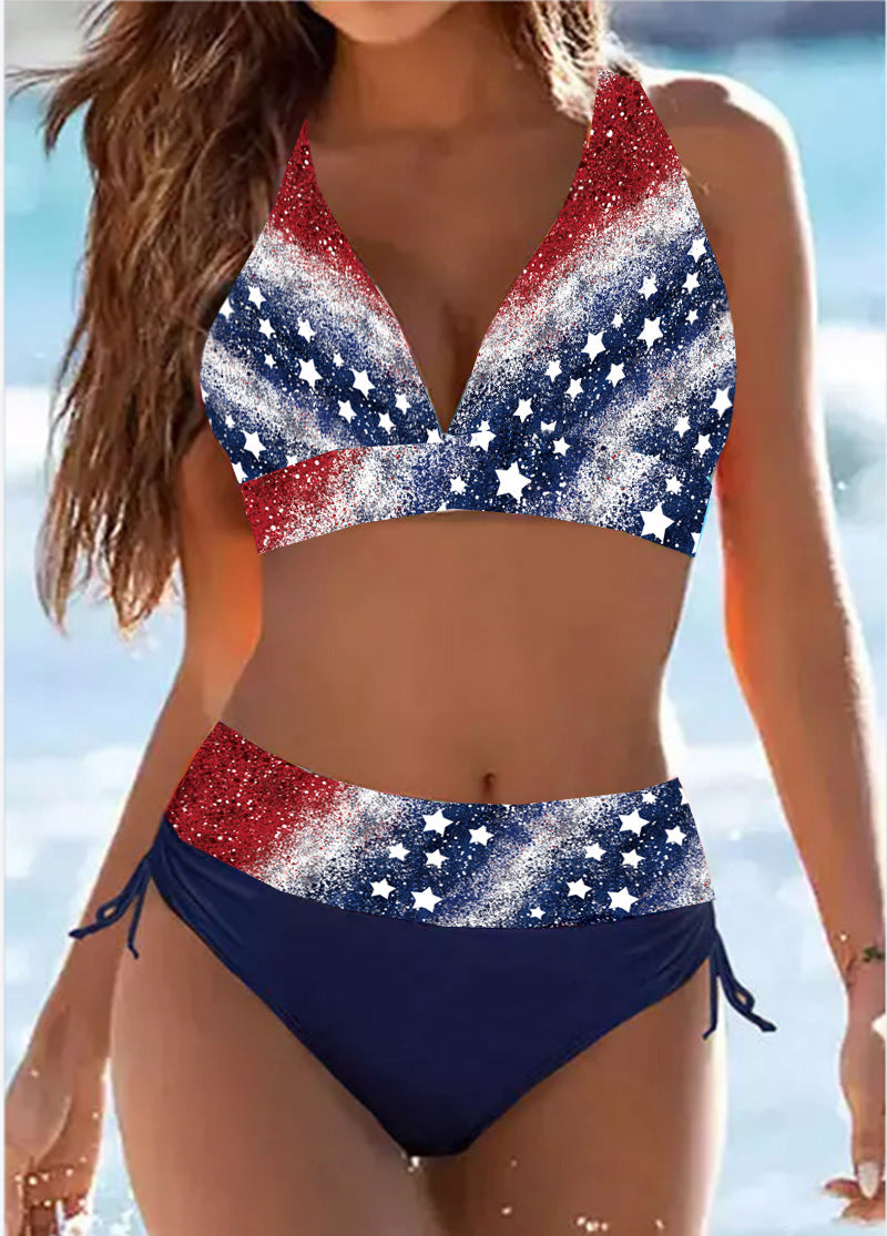 Bikini rayé taille haute par Amélie Morin