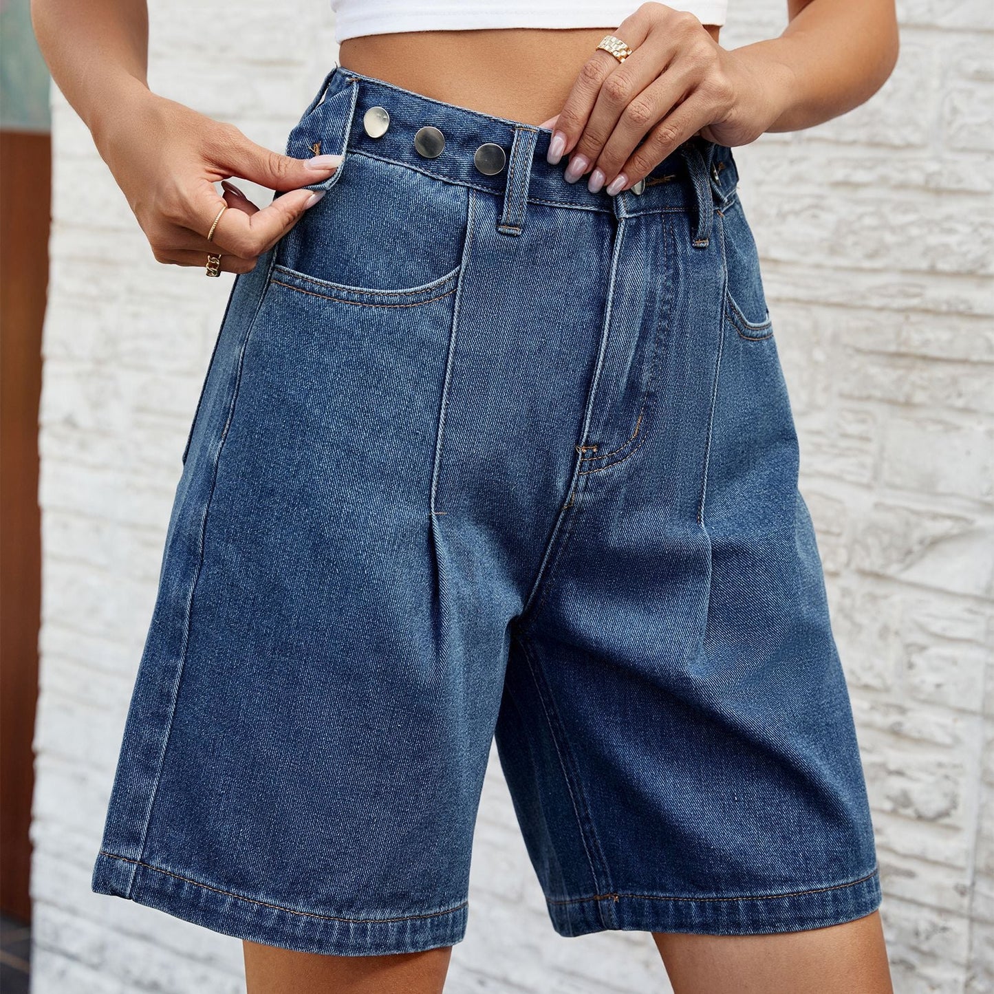 Adjustable Waist Denim Shorts Elizabeth Ainsley Women’s