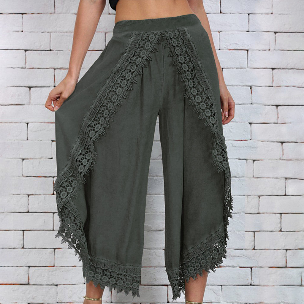 Pantalon élégant à jambes larges en dentelle par Amélie Morin