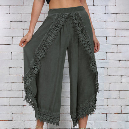 Pantalon élégant à jambes larges en dentelle par Amélie Morin