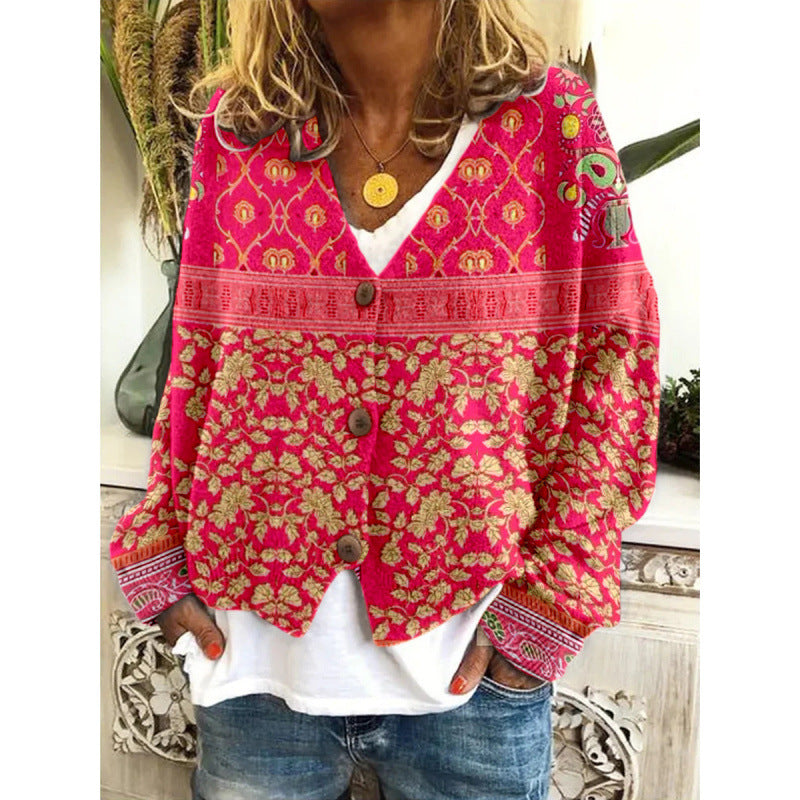 Cardigan décontracté Amelie Morin à imprimé abstrait vibrant