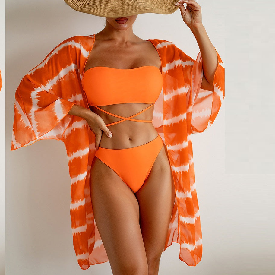 Maillot de bain trois pièces en mousseline éclatante par Amélie Morin