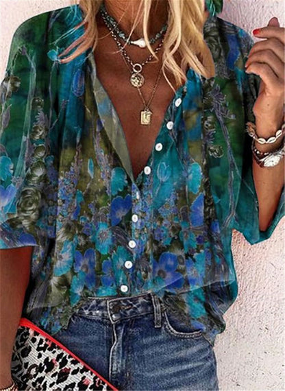 Chemise à manches courtes boutonnée à fleurs Amélie Morin