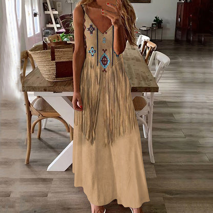 Robe longue d'été imprimée bohème Amelie Morin