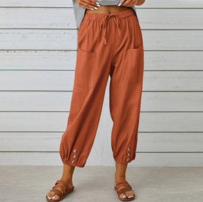 Pantalon décontracté en coton et lin Amélie Morin
