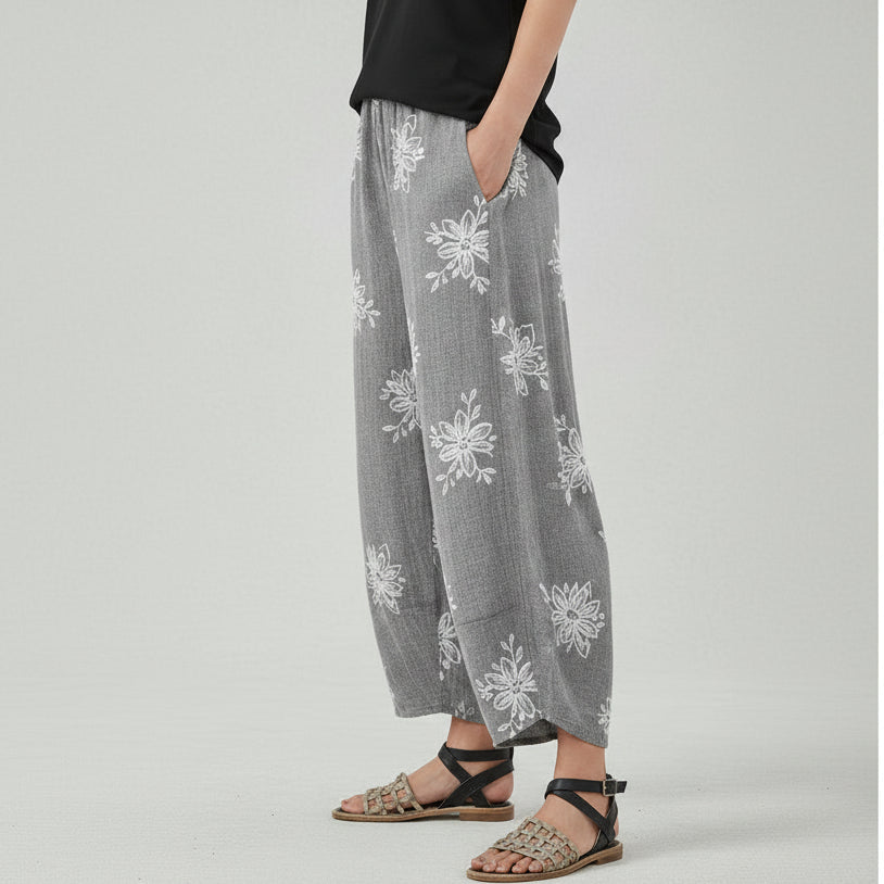 Pantalon large en coton fleuri d'Amélie Morin