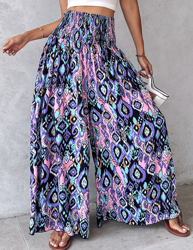 Pantalon large à imprimé floral rétro par Amélie Morin