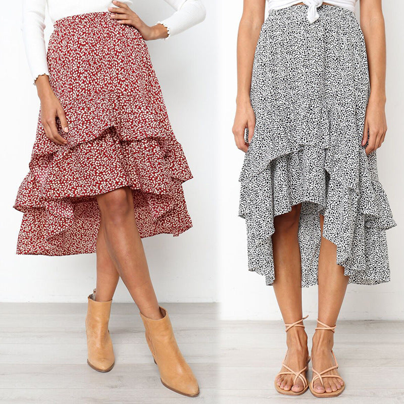 Floral Ruffle Midi Skirt by Elizabeth Ainsley