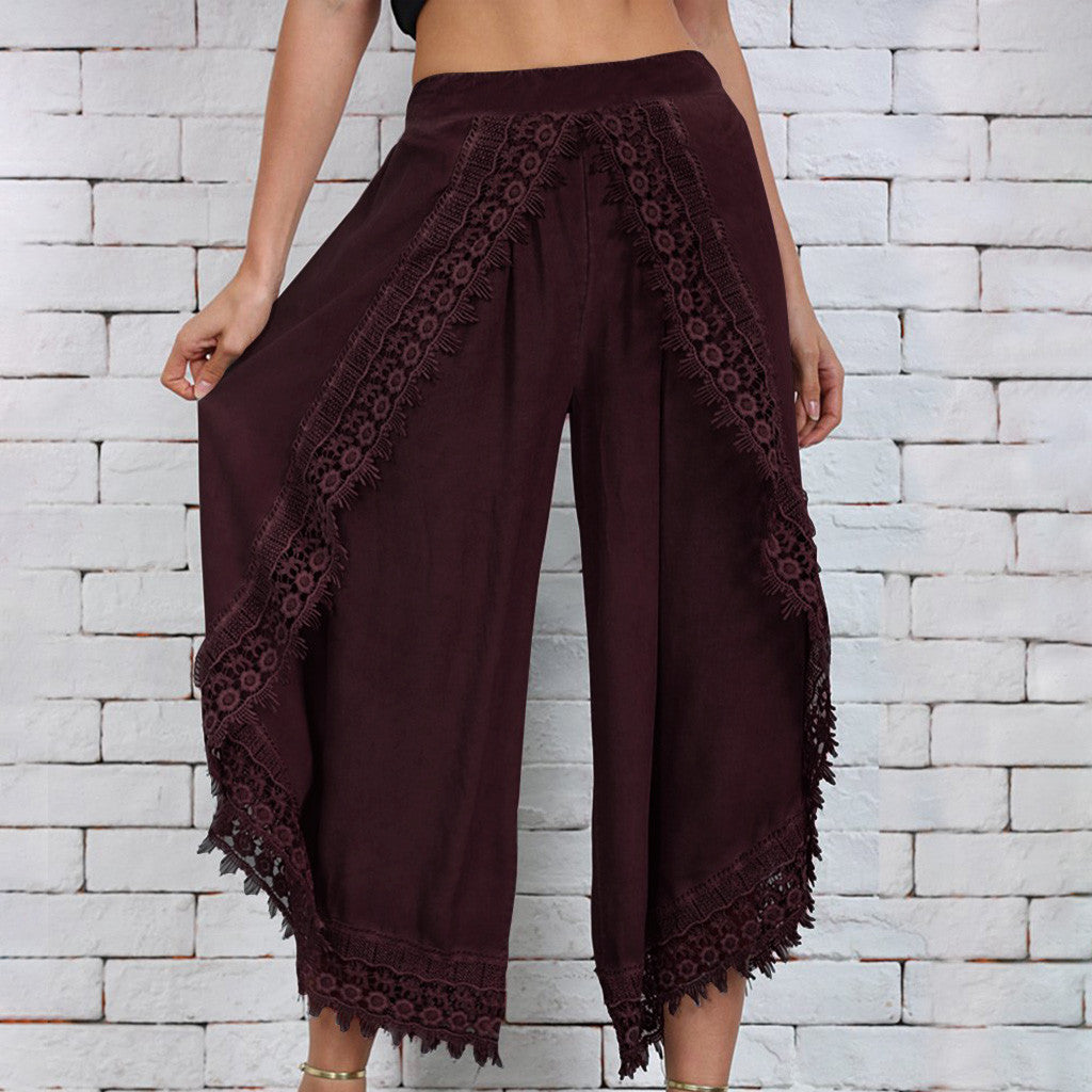 Pantalon élégant à jambes larges en dentelle par Amélie Morin