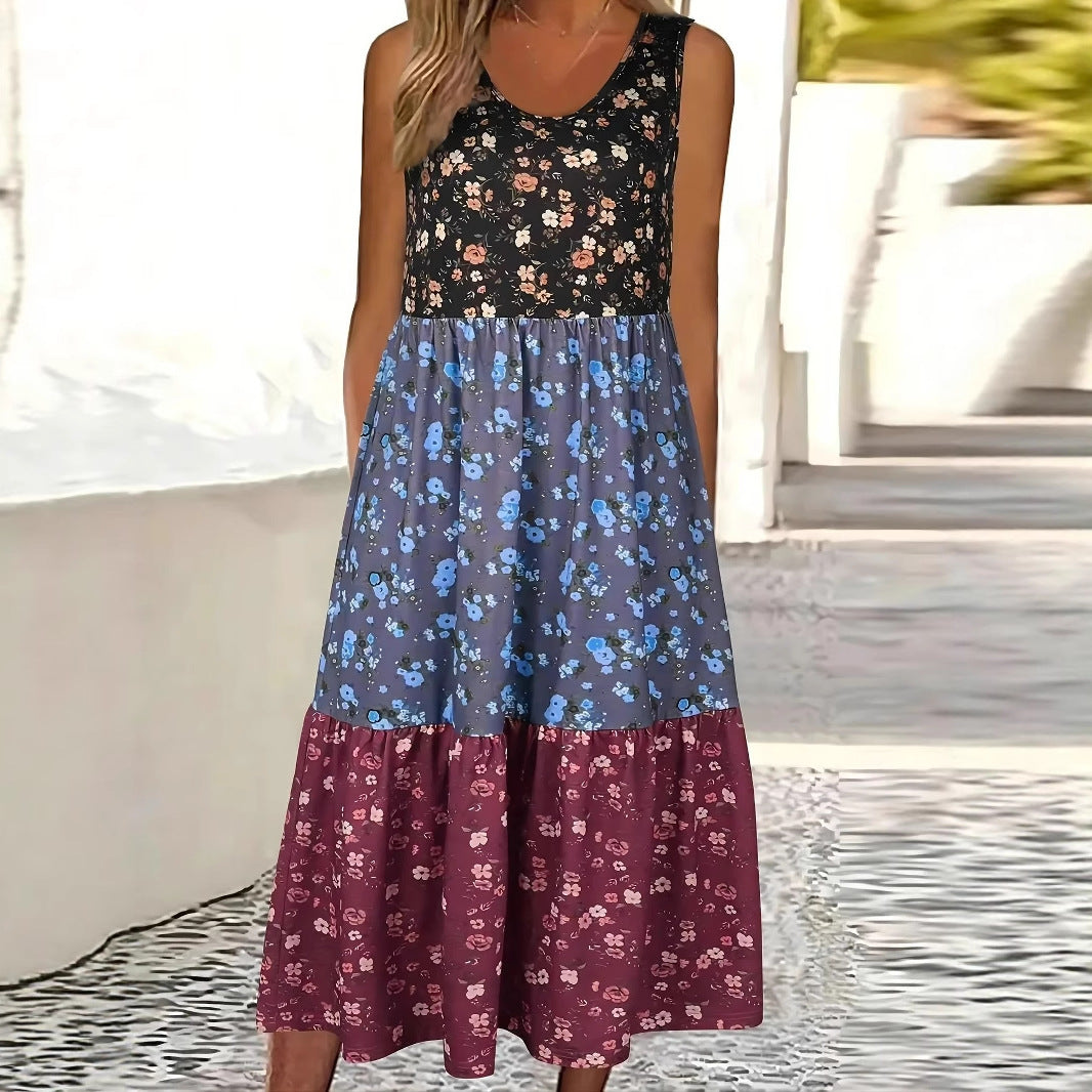 Robe gilet décontractée à volants fleurie Amelie Morin