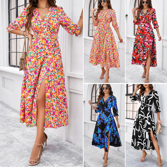 Robe midi de vacances Amelie Morin à imprimé floral chic