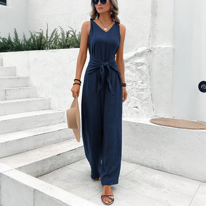 Combinaison sans manches chic Amelie Morin bleu foncé