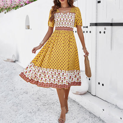 Robe midi d'été imprimée bohème Amelie Morin