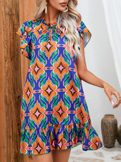 Robe à volants imprimée et vibrante par Amélie Morin