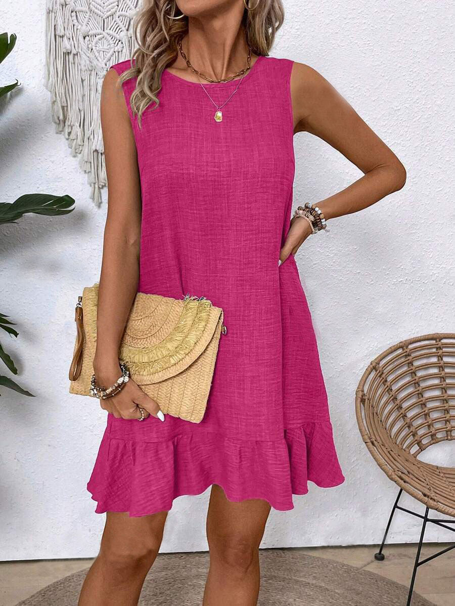 Robe d'été sans manches à volants signée Amélie Morin