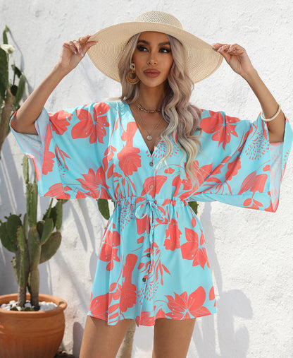 Robe d'été à imprimé feuilles par Amélie Morin