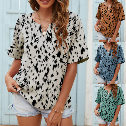 Printed V-Neck Everyday Top by Elizabeth Ainsley