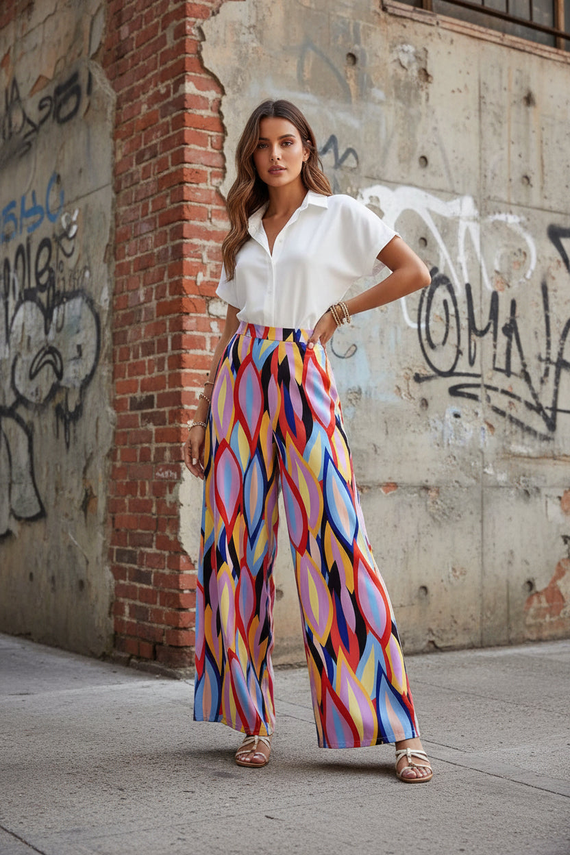 Pantalon bootcut imprimé vibrant Amelie Morin