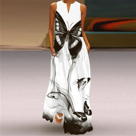 Robe longue chic à imprimé papillon Amelie Morin