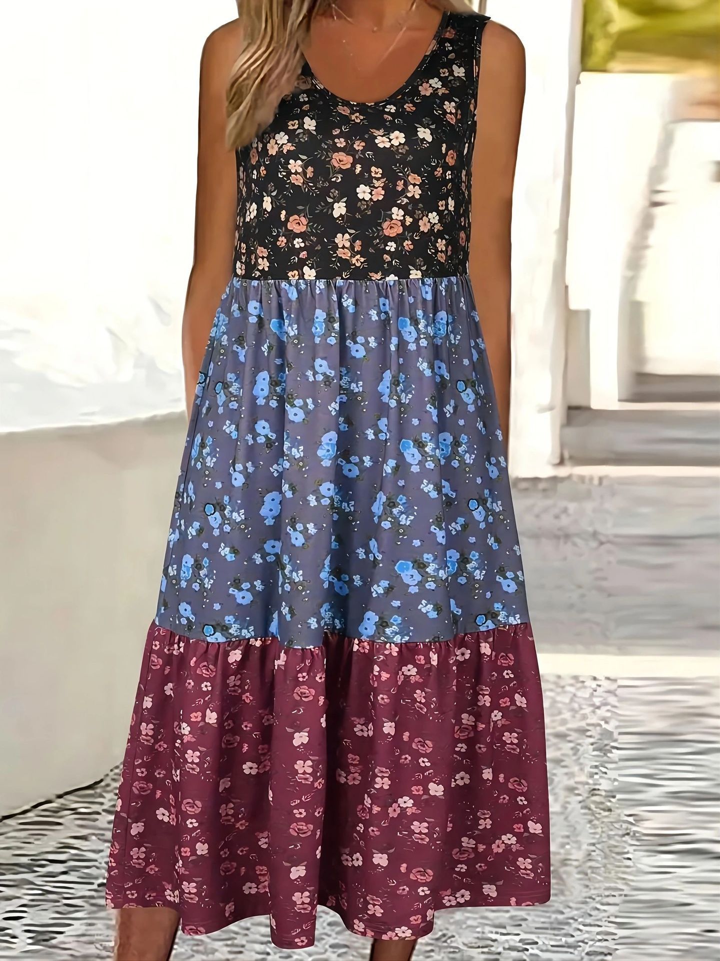Robe gilet décontractée à volants fleurie Amelie Morin