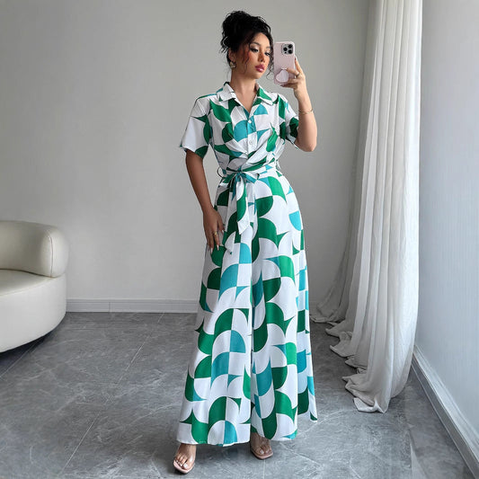Combinaison chic verte Amelie Morin à jambes larges