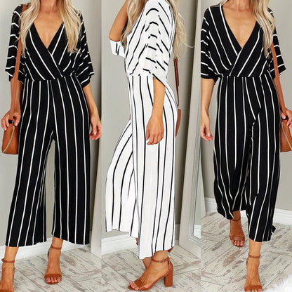 Combinaison rayée chic Amelie Morin à jambes larges