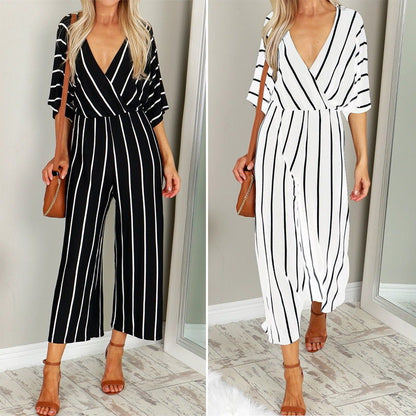 Combinaison rayée chic Amelie Morin à jambes larges