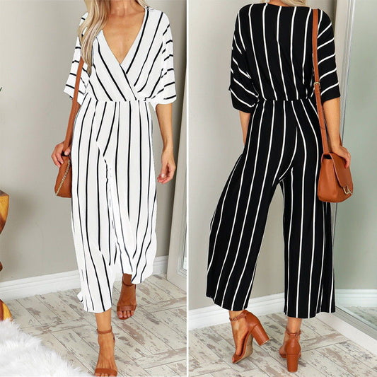 Combinaison rayée chic Amelie Morin à jambes larges