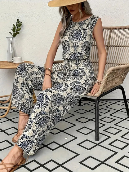Ensemble débardeur imprimé et pantalon large pour femme
