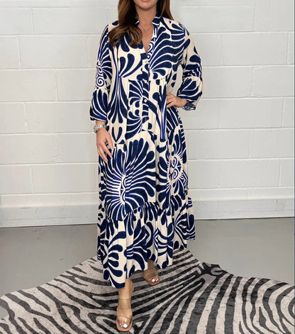 Robe trapèze en mousseline imprimée par Amélie Morin