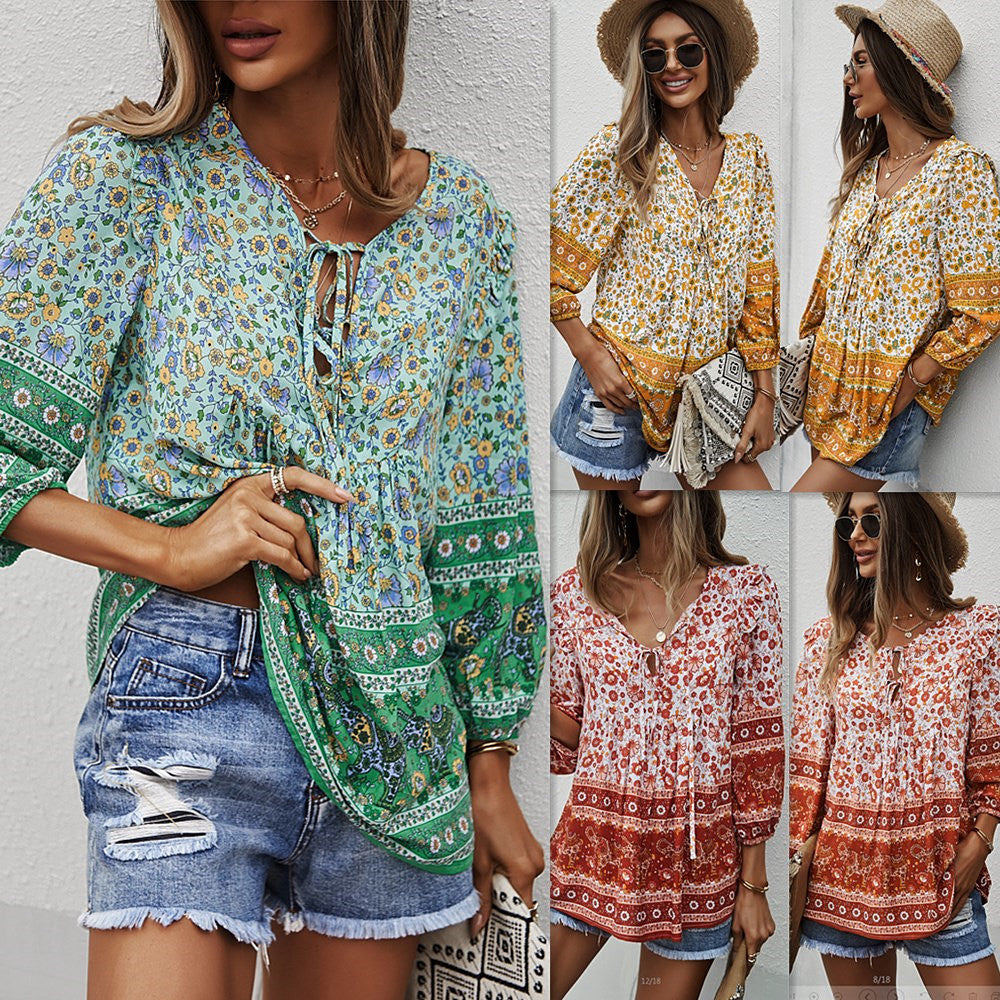 Bohemian Floral Elizabeth Ainsley Printed Summer Top