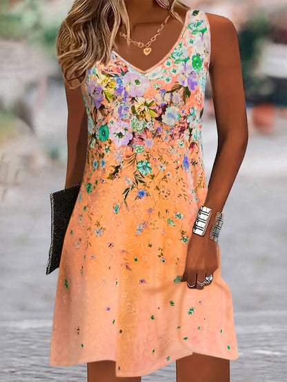 Robe sans manches trapèze à imprimé floral signée Amélie Morin