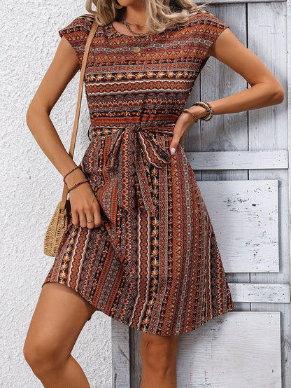 Robe trapèze imprimée bohème style Amélie Morin été