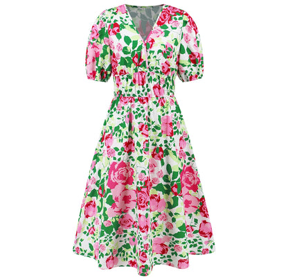 Robe bohème fleurie à col en V signée Amélie Morin
