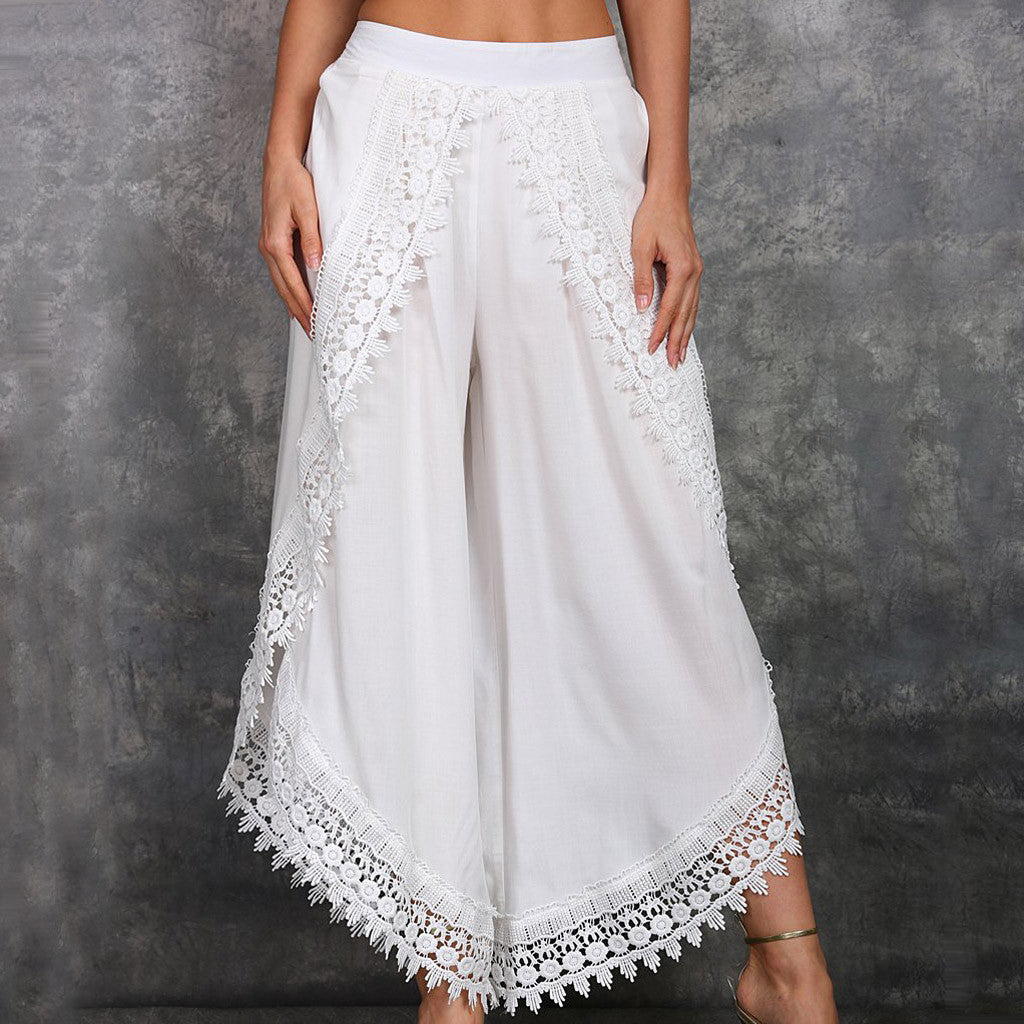 Pantalon élégant à jambes larges en dentelle par Amélie Morin