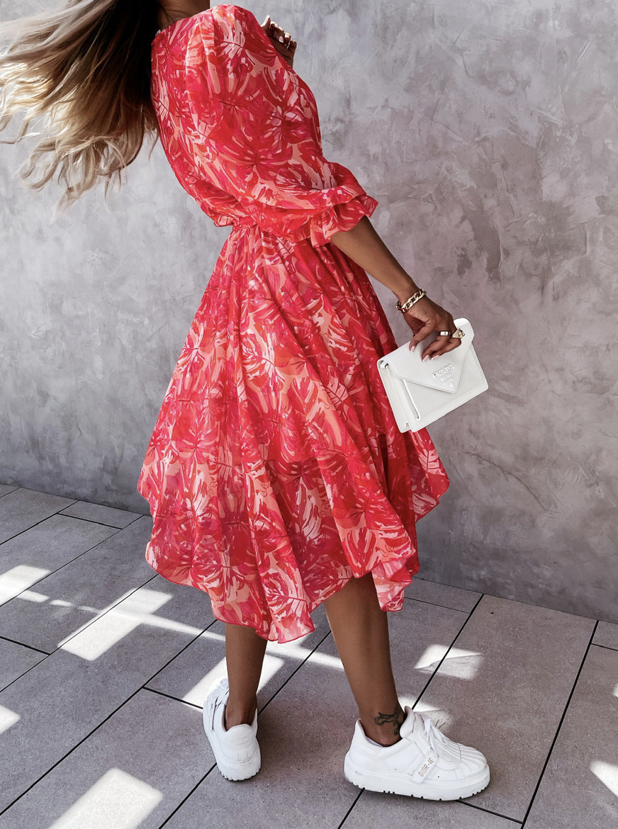 Robe midi asymétrique à imprimé floral Amélie Morin
