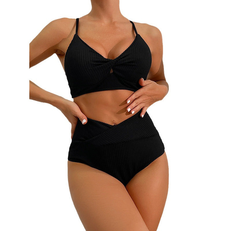 Maillot de bain deux pièces bikini à rayures chics Amelie Morin