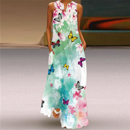 Robe longue à imprimé rétro et col en V signée Amélie Morin