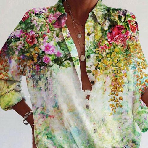 Floral Loose Cardigan Shirt Elizabeth Ainsley Women’s Top