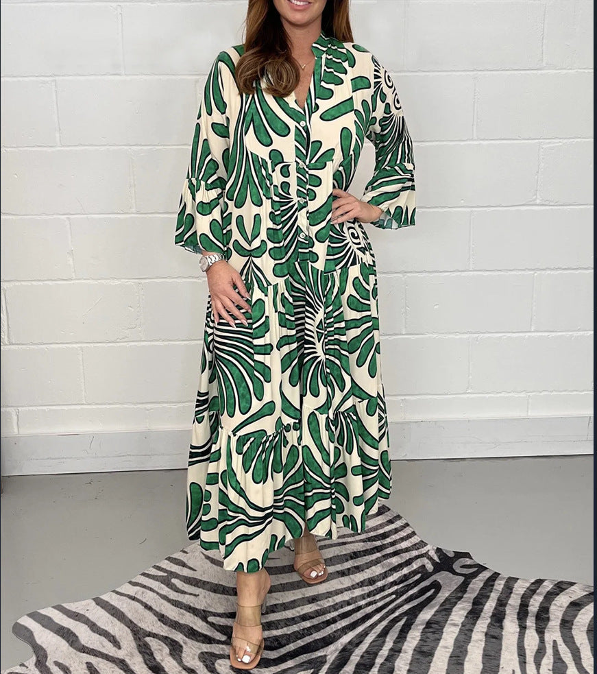 Robe trapèze en mousseline imprimée par Amélie Morin