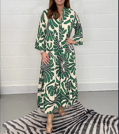 Robe trapèze en mousseline imprimée par Amélie Morin